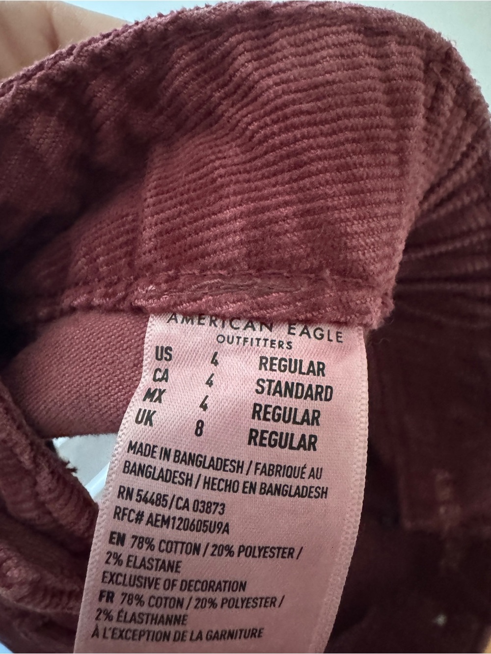 American Eagle Super Stretch Burgundy Corduroy Skirt - Picture 6 of 6